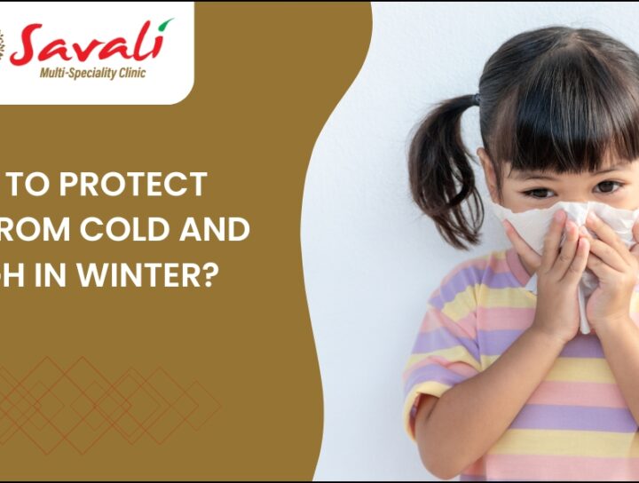 child suffering from cold and cough in winter